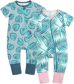 img 4 attached to Feidoog Baby Zipper Rompers 2 Pack Cotton Short Sleeve Jumpsuit Outfits 2 Way Zipper One Piece