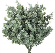 6 pack artificial greenery stems fake silver dollar eucalyptus leaves bush for wedding jungle baby shower party bouquet vase centerpiece decor in dusty green logo