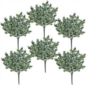 img 2 attached to 6 Pack Artificial Greenery Stems Fake Silver Dollar Eucalyptus Leaves Bush For Wedding Jungle Baby Shower Party Bouquet Vase Centerpiece Decor In Dusty Green