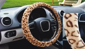 img 3 attached to Clobeau Stylish Leopard Print Short Plush Elastic Vehicle Steering Wheel Cover Non-Slip Car Wheel Protector Guard Trunk Car Accessories