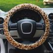 clobeau stylish leopard print short plush elastic vehicle steering wheel cover non-slip car wheel protector guard trunk car accessories logo