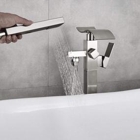 img 1 attached to Brushed Nickel Modern Free Standing Tub Filler Bathtub Shower Faucet With Handheld ABS Hand Shower Waterfall Spout Mixer Tap