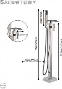 img 3 attached to Brushed Nickel Modern Free Standing Tub Filler Bathtub Shower Faucet With Handheld ABS Hand Shower Waterfall Spout Mixer Tap