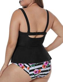 img 3 attached to 👙 CILKOO Plus Size Swimwear Peplum Tankini Top Bathing Suit Swimdress High Waisted Women's Clothing for Swimsuits & Cover Ups