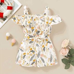 img 3 attached to Toddler Baby Girls Romper Flower Stripe Ruffle Floral Jumpsuit Kid Outfit Set