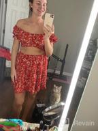img 1 attached to Stylish And Feminine: LYANER Women'S Floral Off Shoulder Crop Top And Mini Skirt Set review by Seth Shea