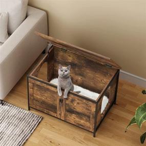 img 2 attached to 🐱 Extra Large Top Opening Cat Litter Box Enclosure - RunLexi Hidden Furniture for 2 Litter Boxes, Decorative Enclosure with Divider for Large Cat