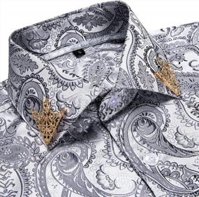 img 1 attached to Men'S Paisley Floral Dress Shirt With Collar Pin Brooch Long Sleeve DiBanGu