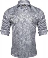 men's paisley floral dress shirt with collar pin brooch long sleeve dibangu logo