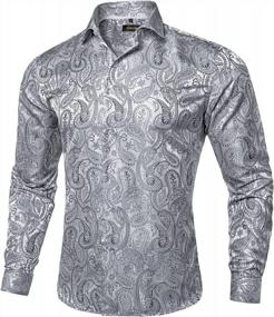 img 3 attached to Men'S Paisley Floral Dress Shirt With Collar Pin Brooch Long Sleeve DiBanGu