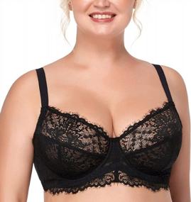 img 4 attached to Plus Size Women'S Sexy Eyelash Lace Unlined Full Coverage Minimizer Bra