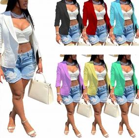 img 1 attached to Women'S Blazer Casual Work Office Open Front Solid Color Blazer Jacket Cardigan With Pockets