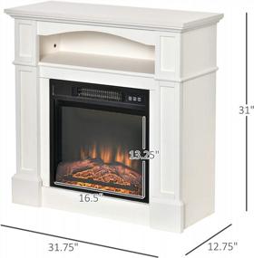img 2 attached to Freestanding Electric Fireplace With Mantel, LED Log Flame, Shelf And Remote Control - 32" White Heater With 1400W Power By HOMCOM