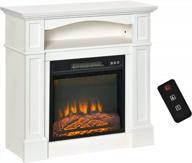 freestanding electric fireplace with mantel, led log flame, shelf and remote control - 32" white heater with 1400w power by homcom logo