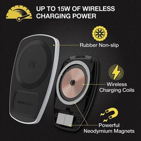 img 3 attached to Scosche MagicMount Pro Charge4 Dash/Vent Magnetic 15W Wireless 🔌 Charging Mount - Compatible with MagSafe, iPhone, and Qi Devices (MPQ4DV-XTSP)