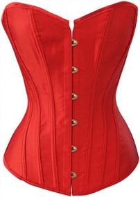 img 3 attached to Chicastic Satin Overbust Corset With Strong Boning, Lace-Up Waist Cincher, And Bustier Top - Available In Black, White, And Red For A Sexy, Body-Shaping Look