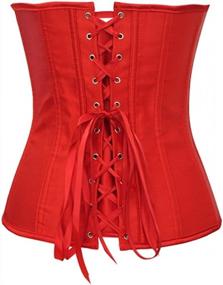 img 2 attached to Chicastic Satin Overbust Corset With Strong Boning, Lace-Up Waist Cincher, And Bustier Top - Available In Black, White, And Red For A Sexy, Body-Shaping Look