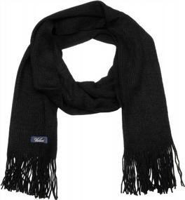 img 2 attached to 🧣 Черный вязаный зимний шарф Falari 2098 - аксессуар для мужчин
