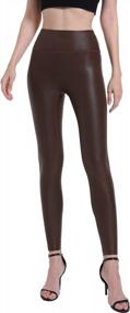 img 3 attached to Stretchy High Waisted Faux Leather Leggings For Women - Shiny Pleather Pants Ideal For Yoga And Fashion