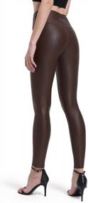 img 2 attached to Stretchy High Waisted Faux Leather Leggings For Women - Shiny Pleather Pants Ideal For Yoga And Fashion