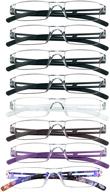 protect your eyes from blue light with visionglobal reading glasses: fashionable square frames, 8 pairs for women and men, 1.00 magnification logo