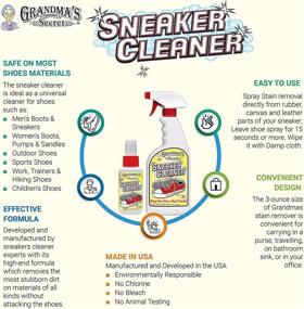 img 3 attached to 👟 Grandma's Secret Sneaker Cleaner: Powerful Stain Remover Spray for Rubber, Canvas, and Leather Shoes - Effectively Cleans Dirt, Grime, and Grass Stains - Perfect for Outdoor Shoes, Slippers, and Moccasins - Combo, DuoPack