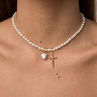 women's day jewelry: cross pendant freshwater pearl choker necklace with pearls and cross design logo