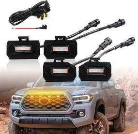 img 4 attached to 🚙 2020-2021 Фара передней решетки Toyota Tacoma с амберными светодиодными огнями и набором предохранителей - 4 штуки для решетки TRD Off Road & Sport.