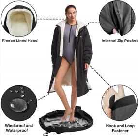 img 1 attached to Swim Parka Changing Robe Windproof Surf Poncho Warm Waterproof Oversized Coat With Hood Thicken Lining