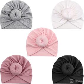 img 4 attached to 👶 Cute and Soft DRESHOW BQUBO Baby Turban Hats Set for Adorable Infants