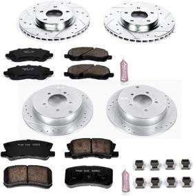 img 1 attached to Enhanced Performance: Power Stop K5477 Front and Rear Z23 Brake Pads with Carbon Fiber, Drilled & Slotted Brake Rotors Kit