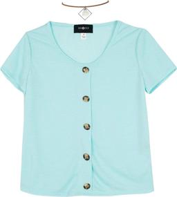 img 2 attached to Stylish and Chic Tops, Tees & Blouses: Amy Byer Sleeve Button X Large Girls' Clothing