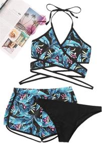 img 1 attached to SweatyRocks Womens Halter Shorts Bikini Women's Clothing via Swimsuits & Cover Ups