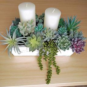 img 2 attached to 14 Pcs Artificial Succulents Plants Unpotted Green Hops String Of Pearls Echeveria Air Plant Picks Bulk For Garden Arrangement Centerpiece Indoor Outdoor Home Decor