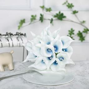 img 1 attached to Luyue Artificial Calla Lily Fake Calla Lilies Flowers 20Pcs For Home Office Kitchen Decor Wedding Floral Decoration(Blue In White)