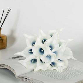 img 2 attached to Luyue Artificial Calla Lily Fake Calla Lilies Flowers 20Pcs For Home Office Kitchen Decor Wedding Floral Decoration(Blue In White)