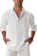 jinidu men's linen henley shirts long sleeve cotton casual beach hippie t shirt logo