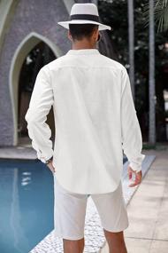 img 2 attached to JINIDU Men'S Linen Henley Shirts Long Sleeve Cotton Casual Beach Hippie T Shirt