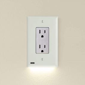 img 4 attached to 4 Pack SnapPower GuideLight 2 Outlet Night Light - Automatic On/Off Sensor [Standard Decor, Not GFCI] - Wall Plate LED Lights (Light Almond)
