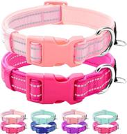 🐶 2 pack reflective neoprene padded dog collars - azuza, adjustable with id tag ring, safe and comfy for small, medium, and large dogs logo