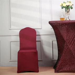 img 1 attached to Burgundy Spandex Stretch Banquet Chair Cover With Metallic Glitter Dining Event Slipcover For Wedding Party By Efavormart