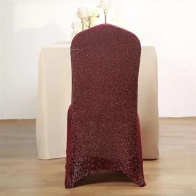 img 4 attached to Burgundy Spandex Stretch Banquet Chair Cover With Metallic Glitter Dining Event Slipcover For Wedding Party By Efavormart