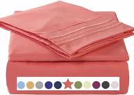 queen size 1800tc microfiber polyester bed sheet set - 4 piece super soft, warm, breathable & cooling with 10-16" extra deep pockets - wrinkle free coral color логотип