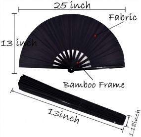 img 3 attached to Large Rave Folding Hand Fan For Women Men - Meifan Bamboo Fan Perfect For Festivals, Dancing & Gifts!