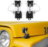 🔧 improved cherocar hood latch catch kit for 1997-2006 jeep wrangler tj (black) - stainless steel upgrade logo