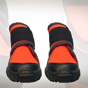 img 2 attached to 🐾 AHAVICS Dog Boots: Waterproof Dog Shoes with Reflective Strips & Rugged Anti-Slip Sole - Orange Dog Paw Covers