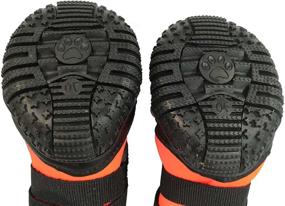 img 1 attached to 🐾 AHAVICS Dog Boots: Waterproof Dog Shoes with Reflective Strips & Rugged Anti-Slip Sole - Orange Dog Paw Covers