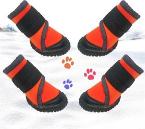 img 4 attached to 🐾 AHAVICS Dog Boots: Waterproof Dog Shoes with Reflective Strips & Rugged Anti-Slip Sole - Orange Dog Paw Covers