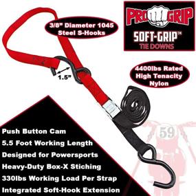 img 3 attached to Progrip Powersports Motorcycle Soft Loop Tie Down Straps Lab Tested (2 Pack) Red