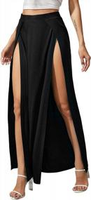 img 4 attached to Flowy Long Maxi Skirt For Women With Elastic Waist And High Split Wrap – Verdusa